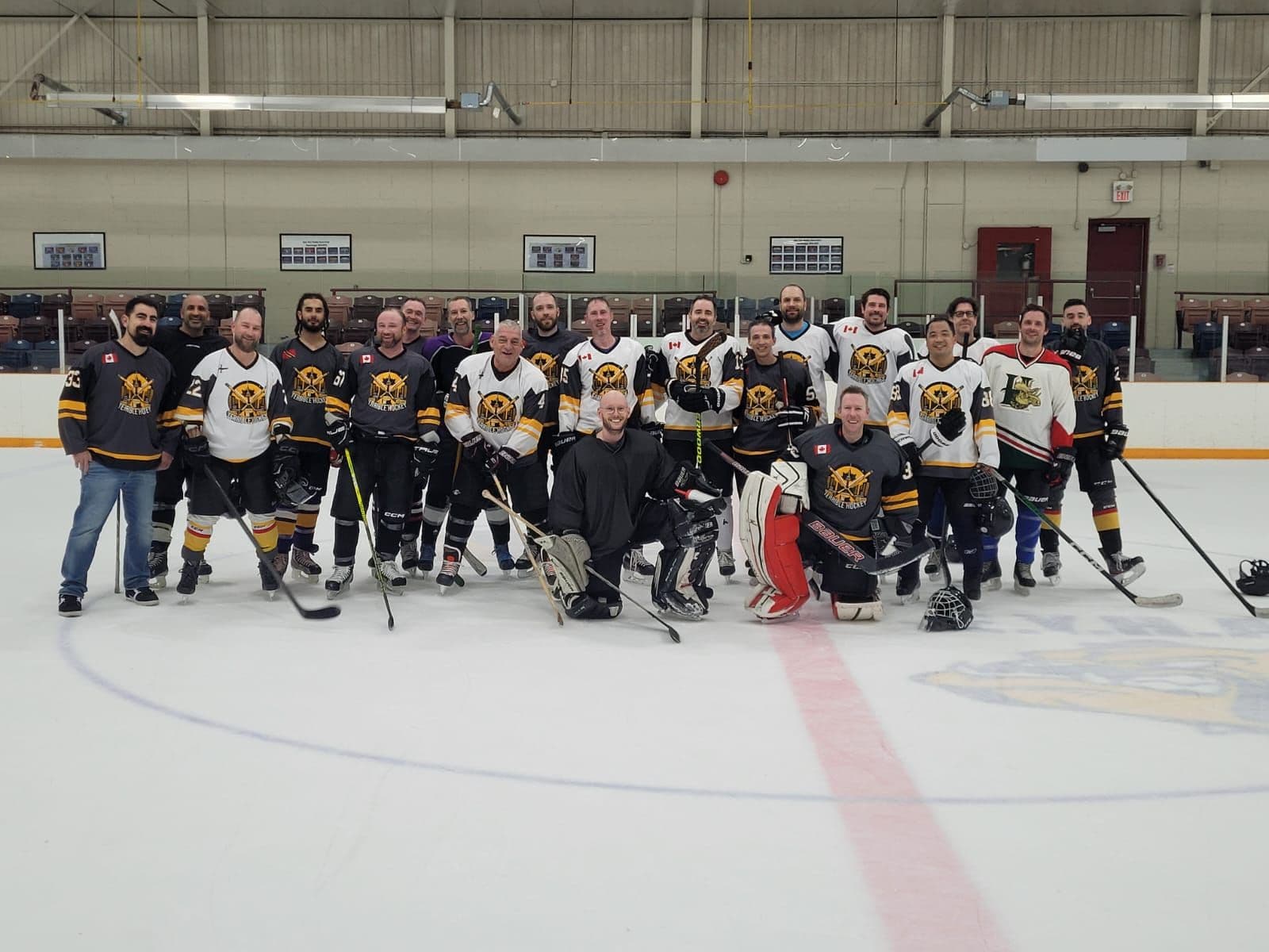The Terrible Hockey group at centre ice